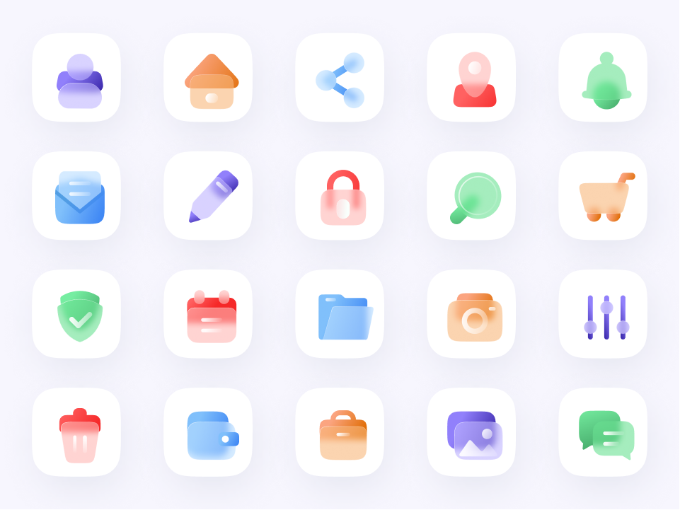 毛玻璃风格icon图标 .fig素材