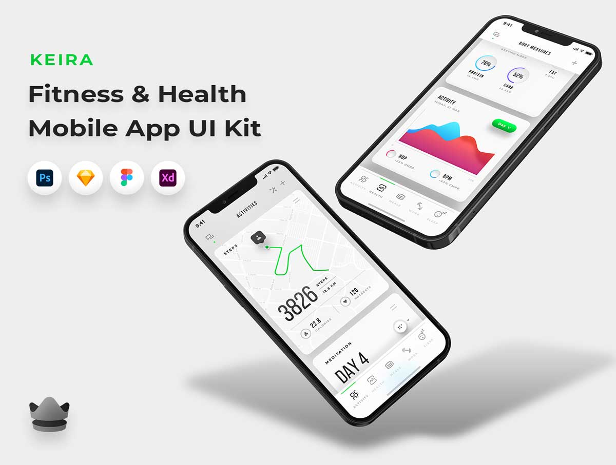 Keira 成套健身app ui设计 .psd .sketch素材