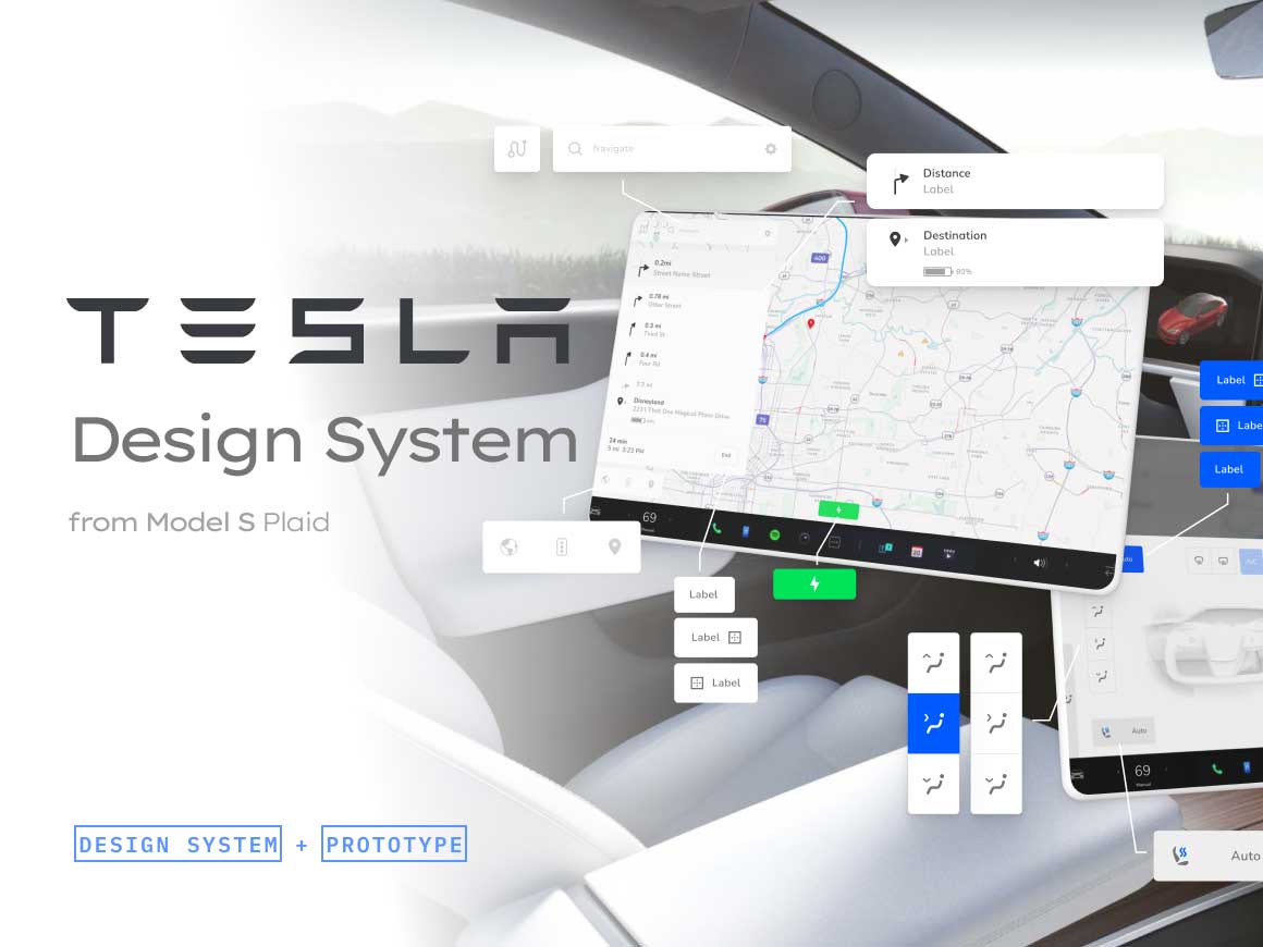 Tesla特斯拉车机UI设计系统 2022 (Plaid S) .fig素材下载