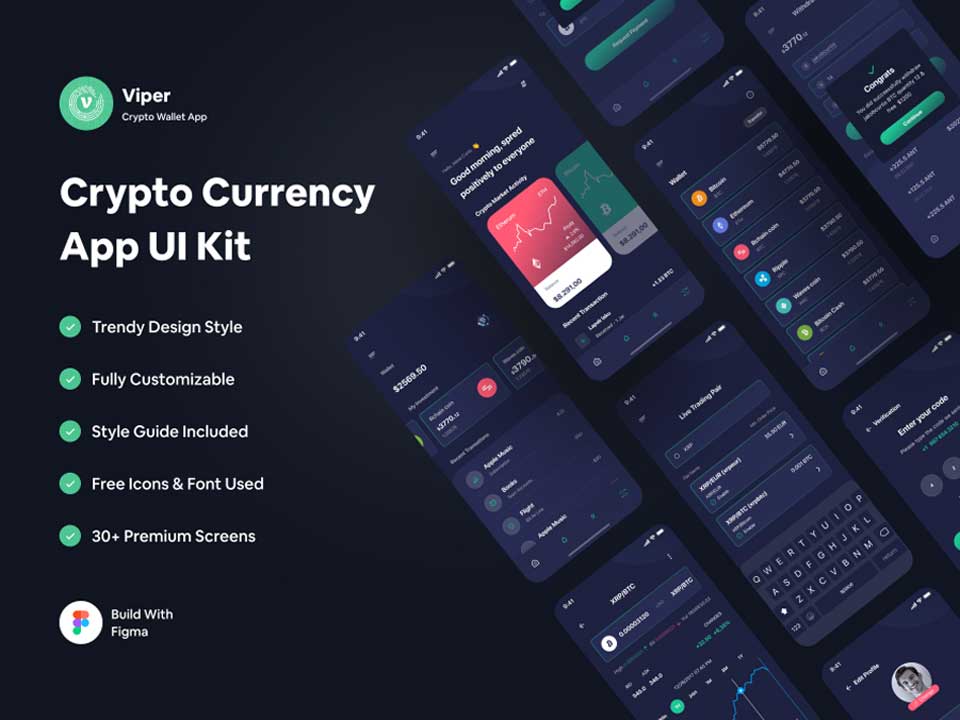 Viper 区块链数字钱包app ui设计 .fig素材
