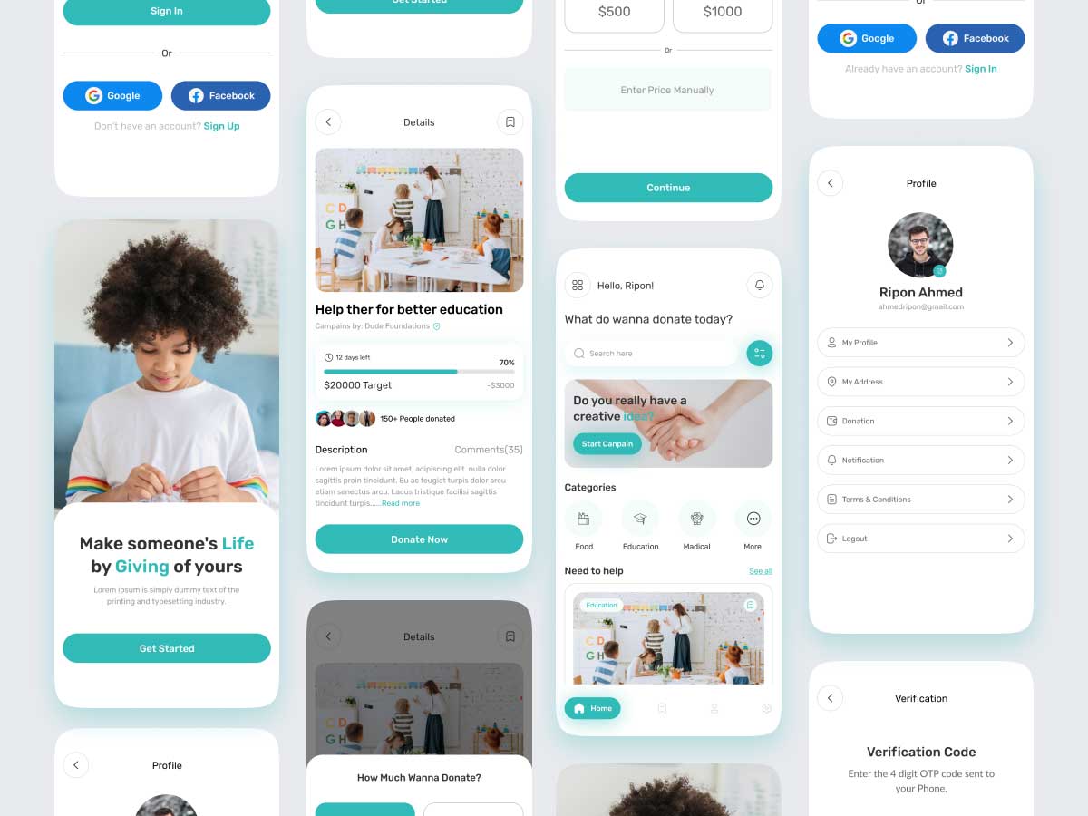 公益募捐app ui设计 .fig素材
