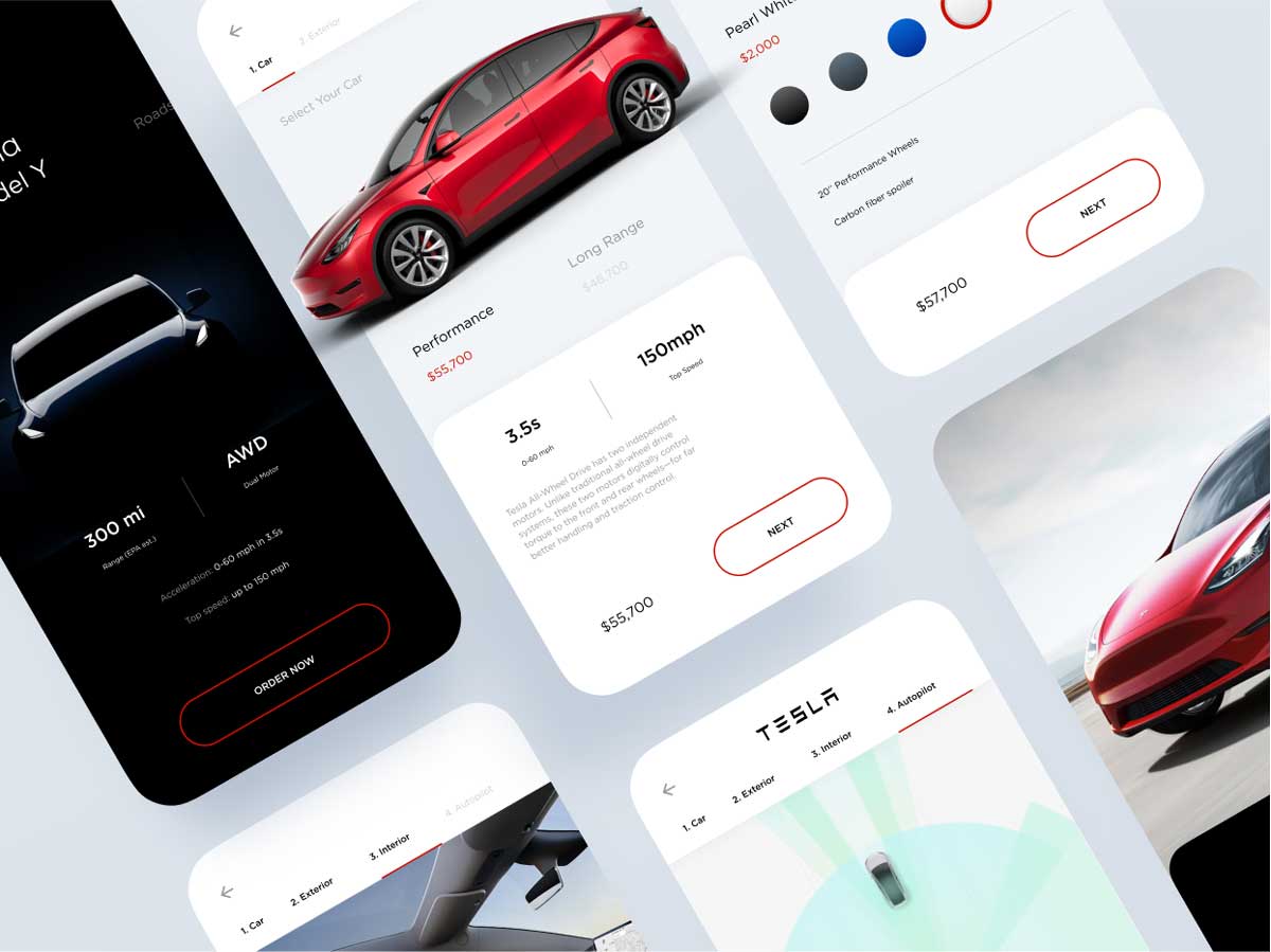 Tesla 汽车销售app ui设计 .fig素材下载