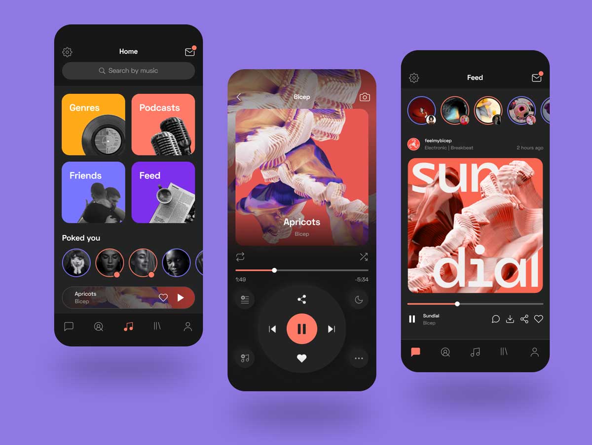 深色音乐app ui设计 .fig素材