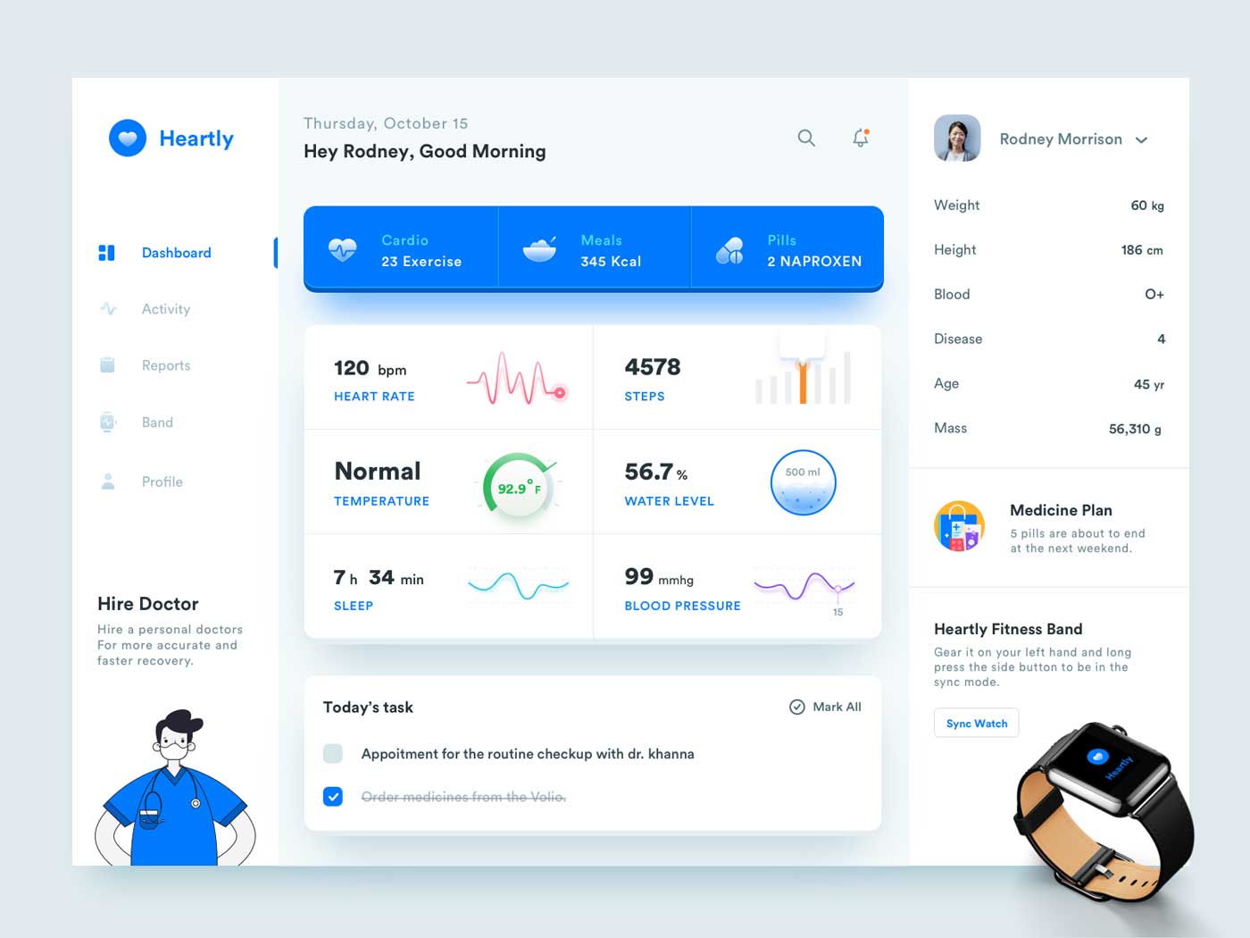 立体风格医疗健康服务dashboard ui设计 .sketch素
