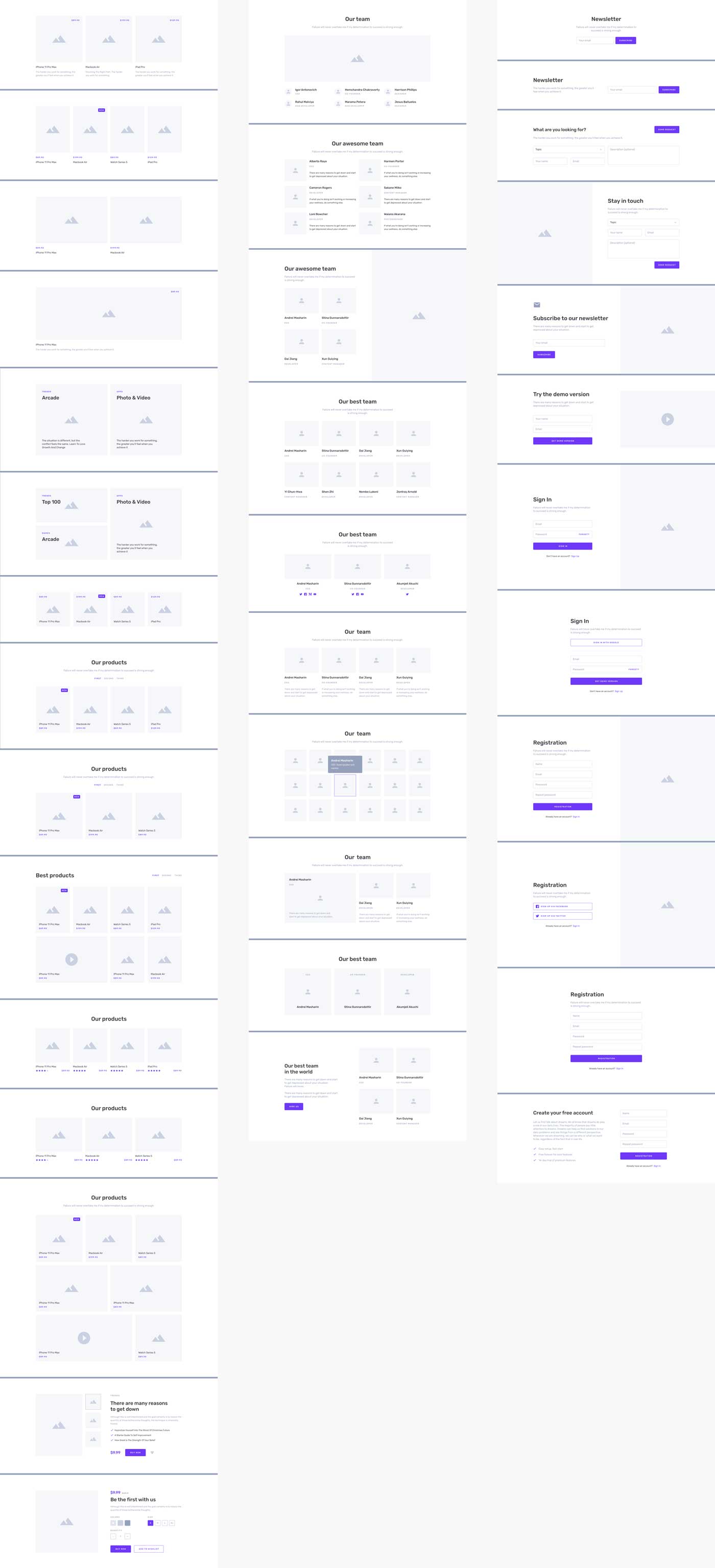Containers Web Wireframe Kit线框图工具包 .fig .xd .sketch素材下载