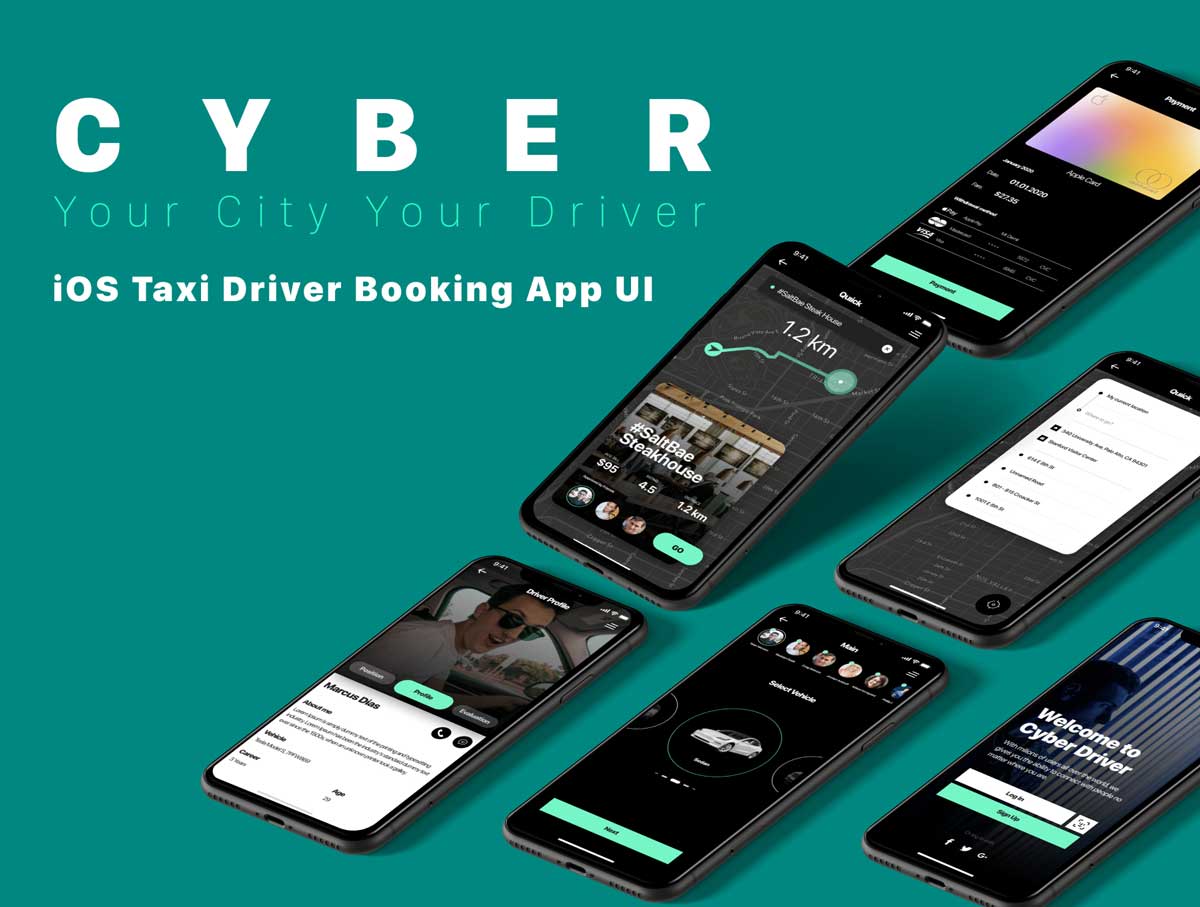 Cyber​​网约车app ui设计 .fig素材