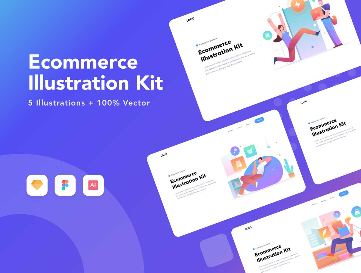 E-Commerce电商插画设计 .fig .sketch .ai素材