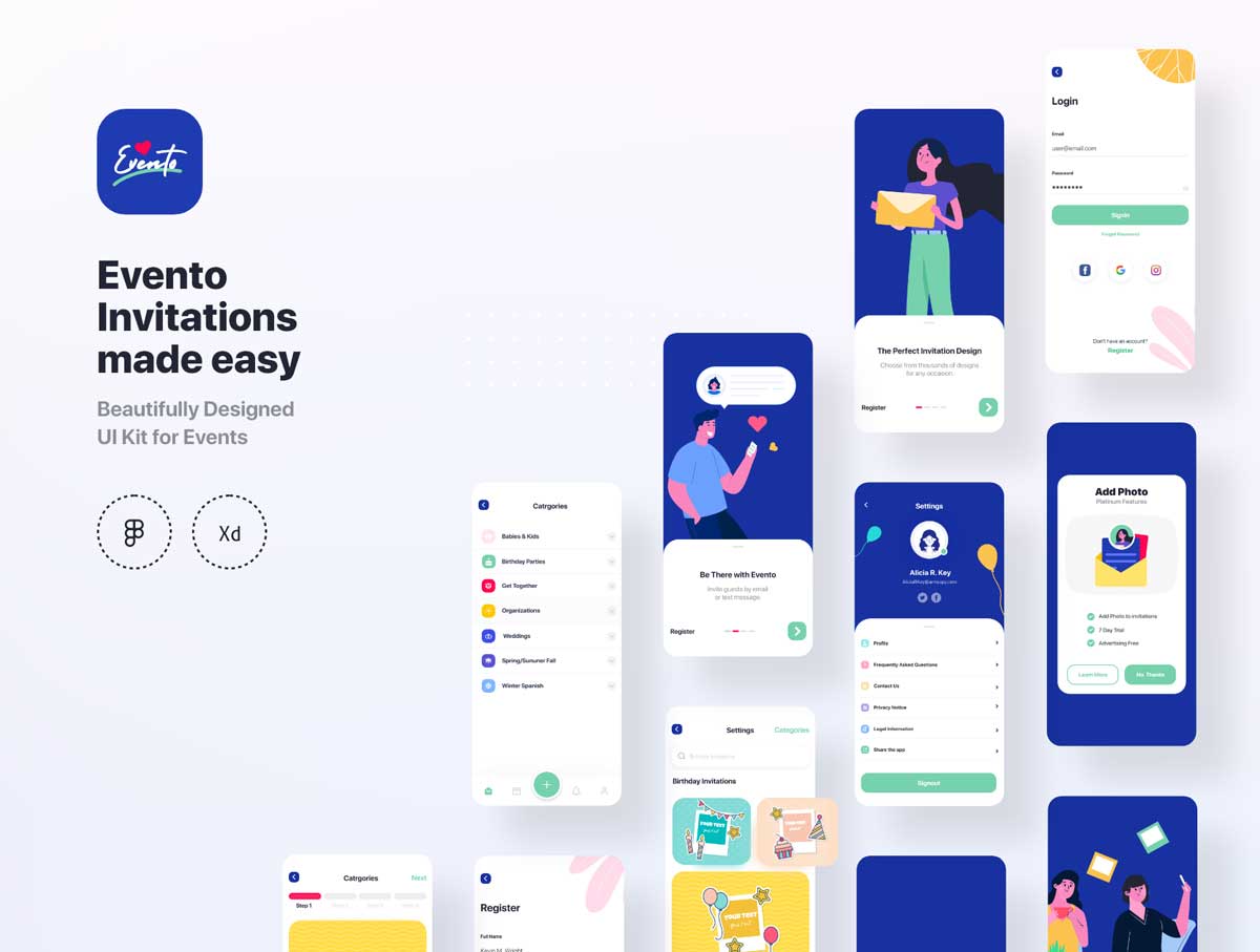 Evento app ui设计 .fig .sketch素材
