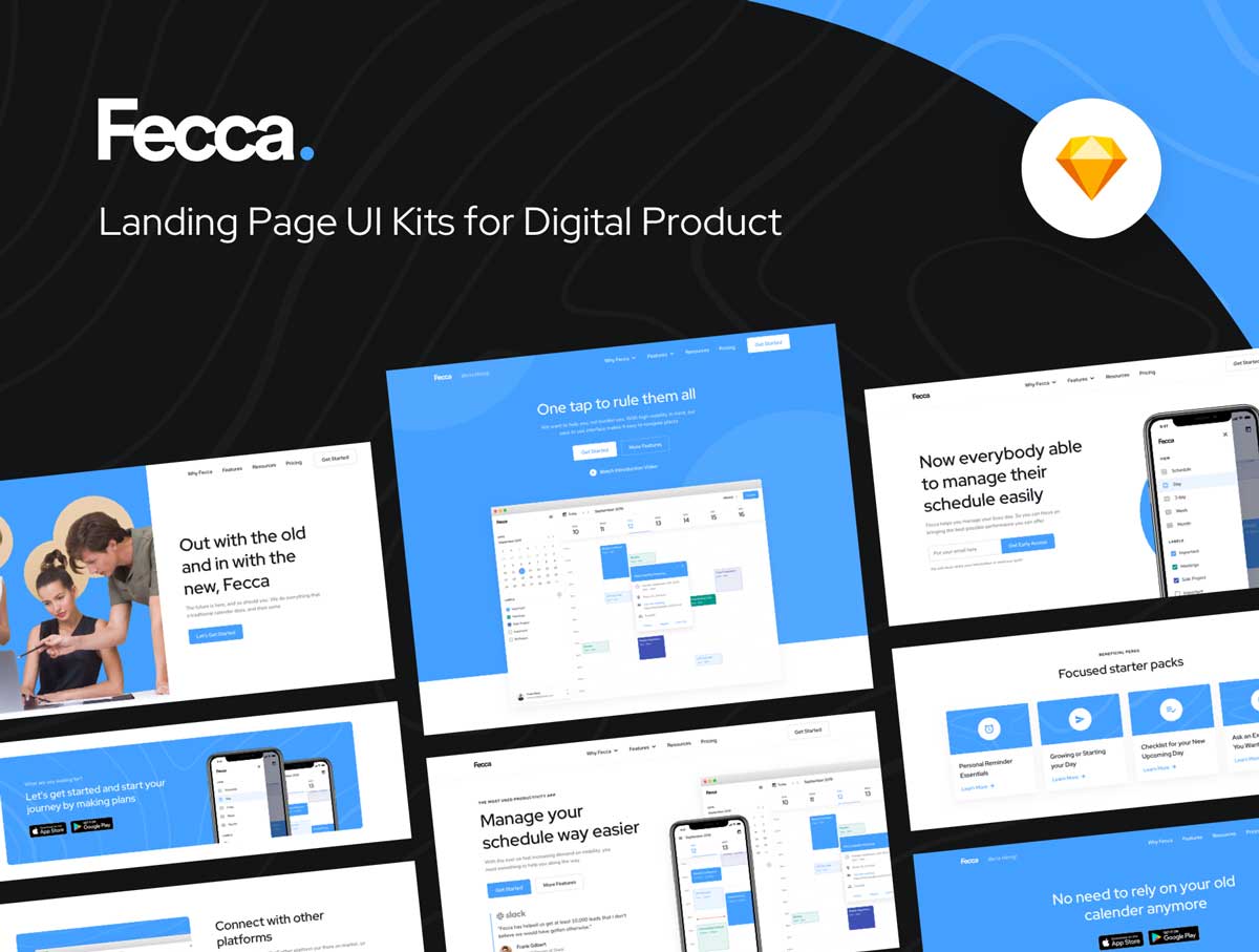 Fecca登录页面UI工具包 .sketch素材下载