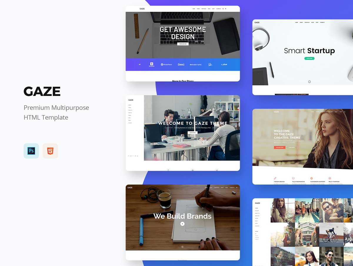 Gaze18个概念网页设计模板 .psd .html素材