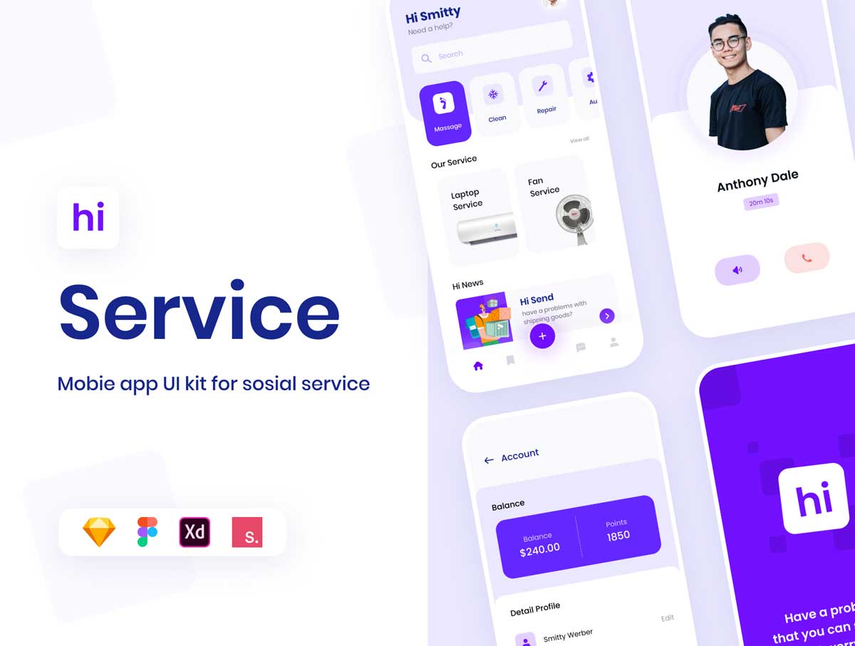 Social Service社会服务app ui设计 .fig .xd .sketch素材下载