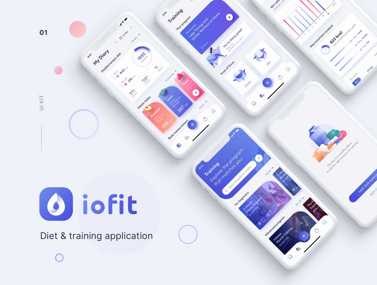 ioFit成套运动健身app ui设计 .sketch素材