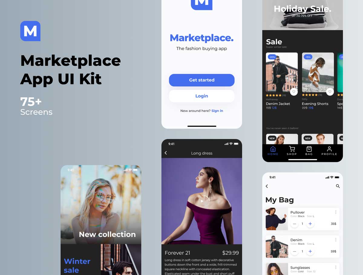 Marketplace成套电商app ui设计 .fig素材