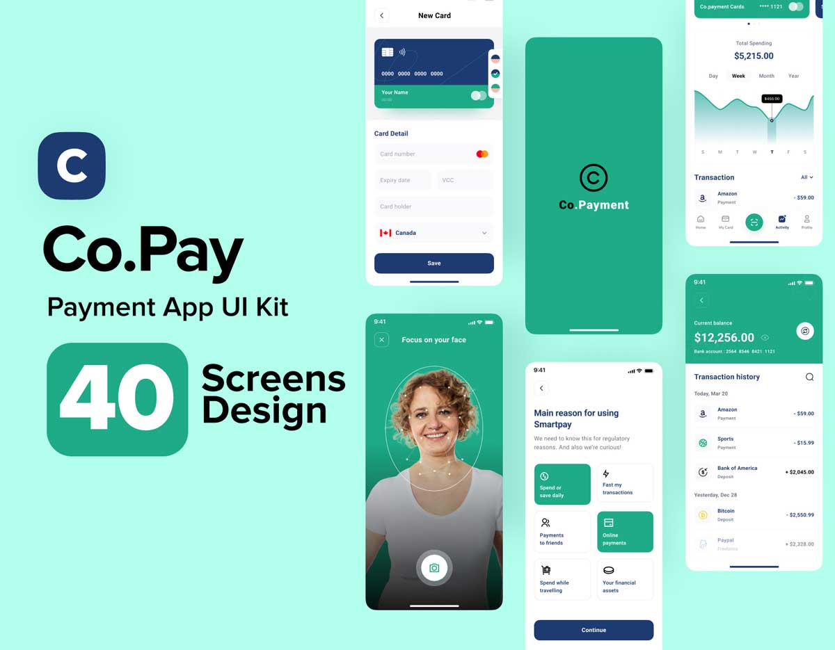 成套金融支付app ui设计 .fig .xd .sketch素材