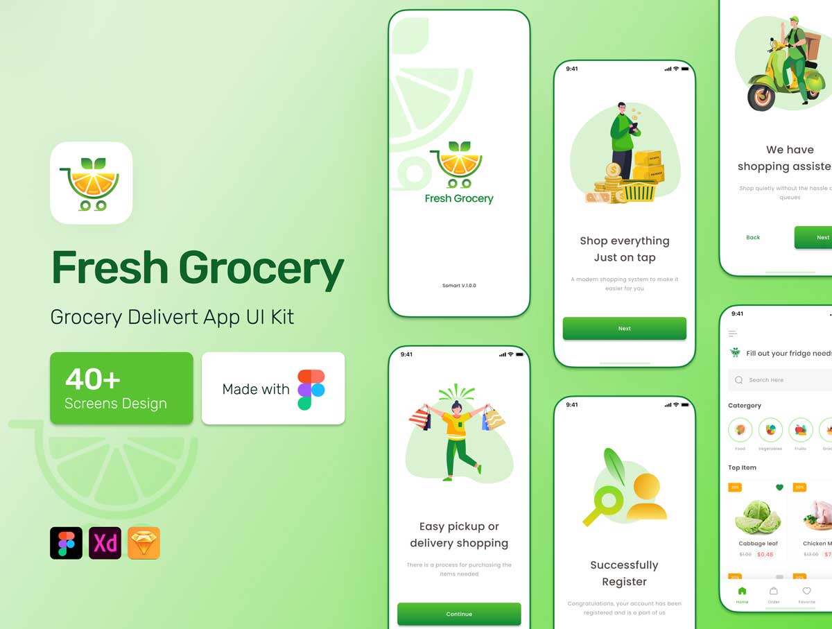 Grocery成套外卖电商app ui设计 .fig素材