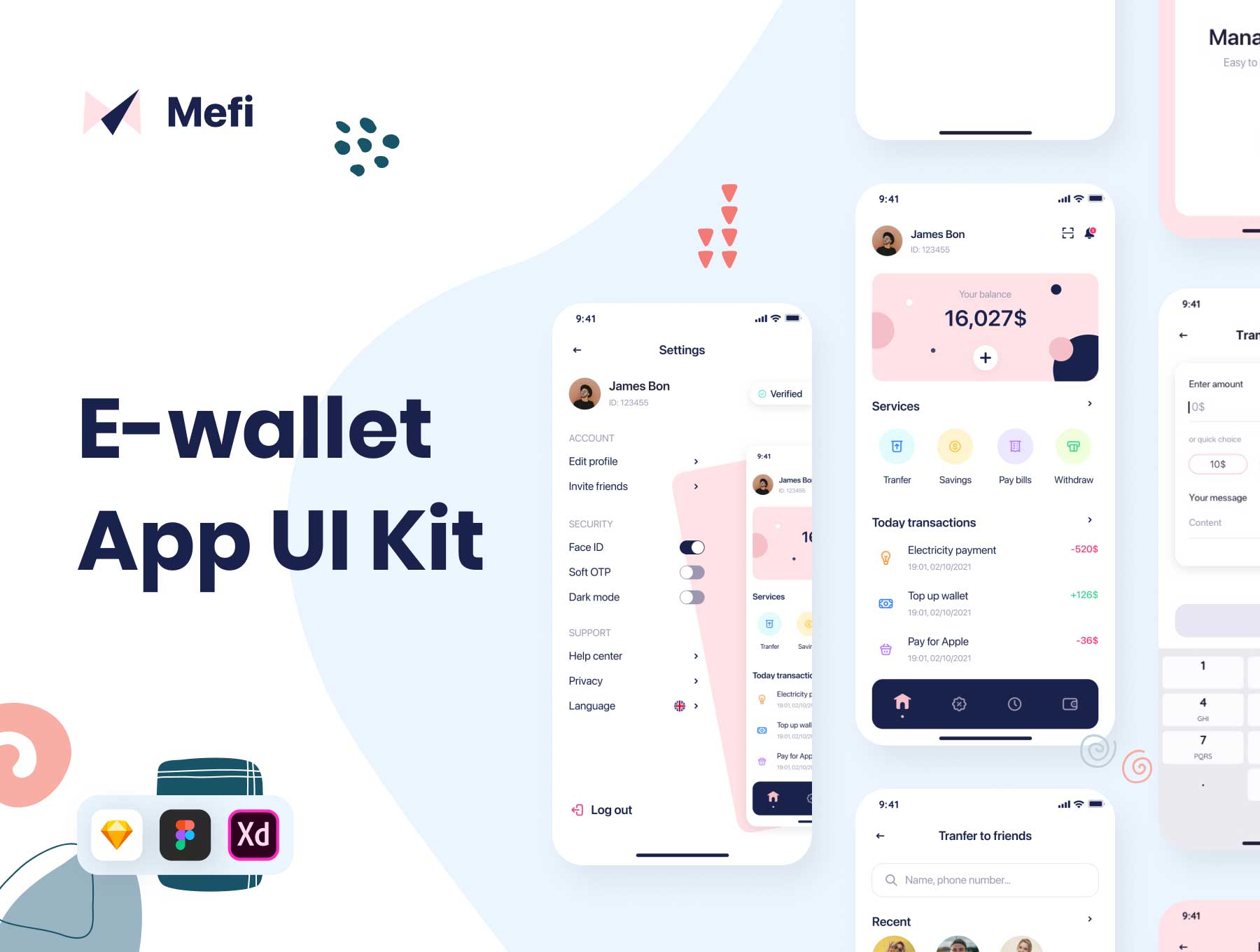 MeFi – E-wallet金融钱包app ui设计 .fig .xd .sketch素材