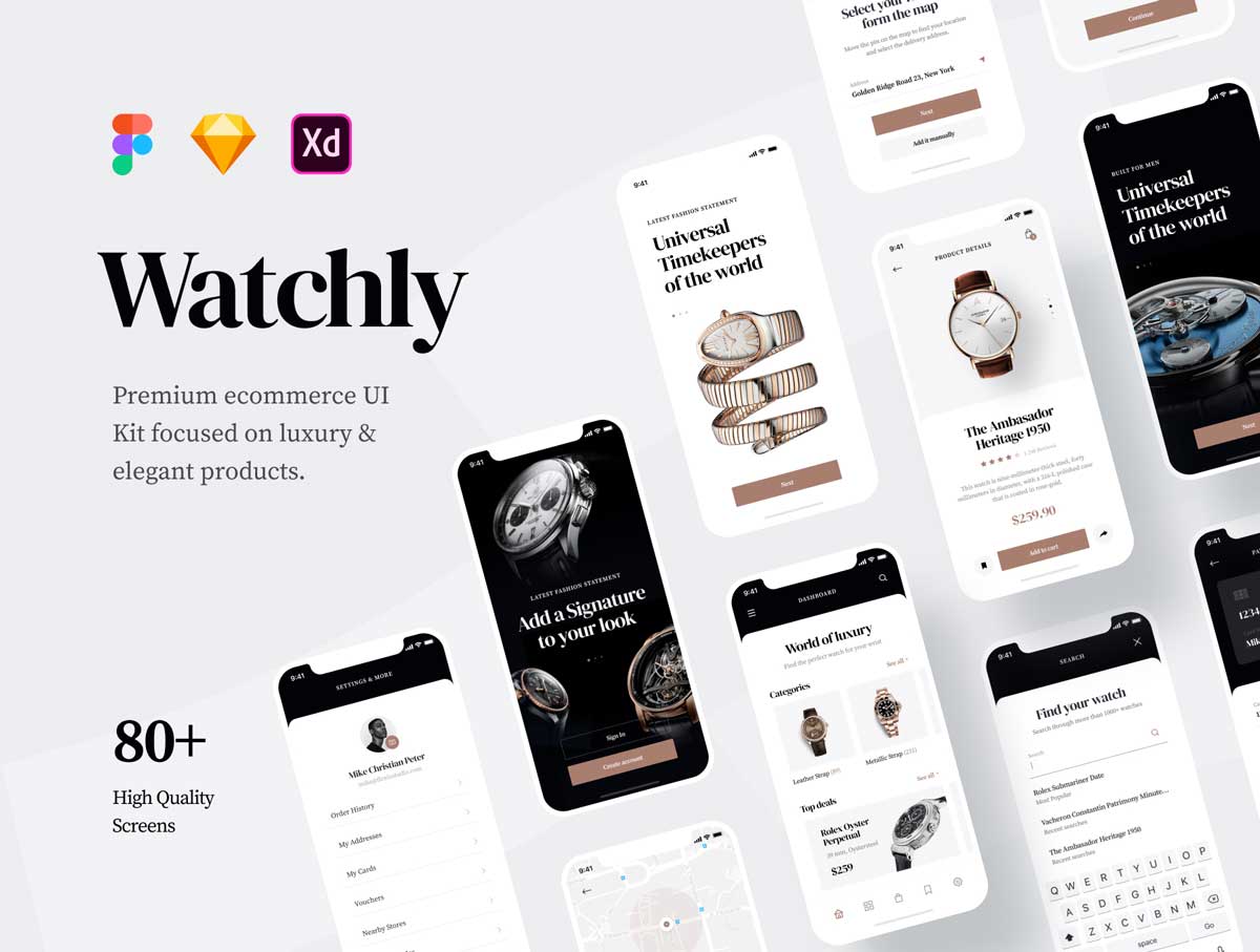 Watchly 成套电商app ui设计 .fig .xd .sketch素材