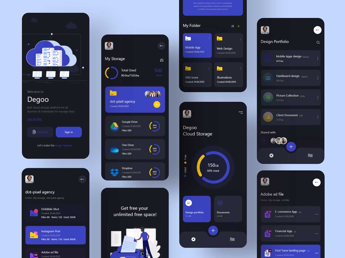 云存储app ui设计 .xd素材