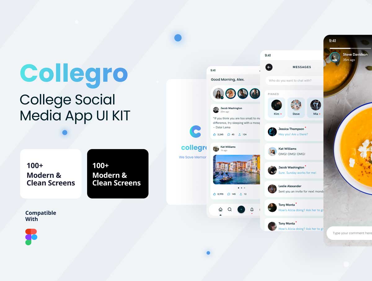 Collegro成套社交app ui设计 .fig素材