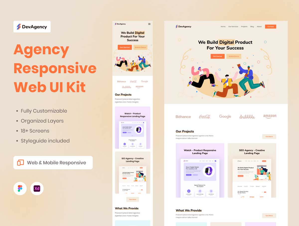 DevAgency网页设计UI工具包 .fig .xd素材