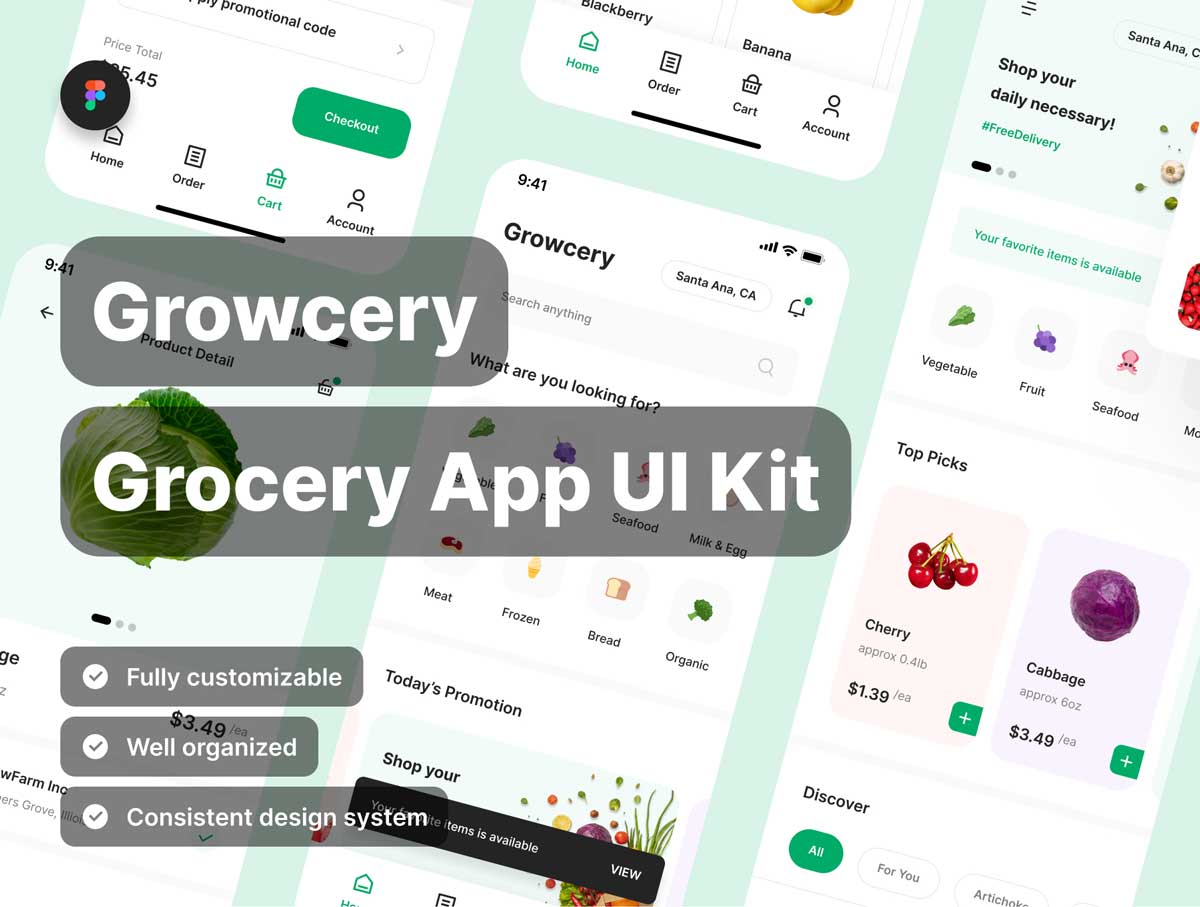 Growcery成套社区电商app ui设计 .fig素材