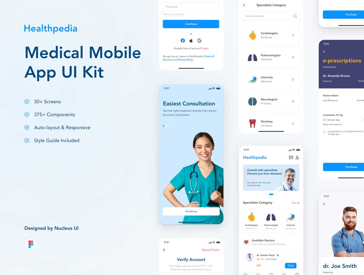 Healthpedia – 医疗app应用程序ui设计 .fig素材