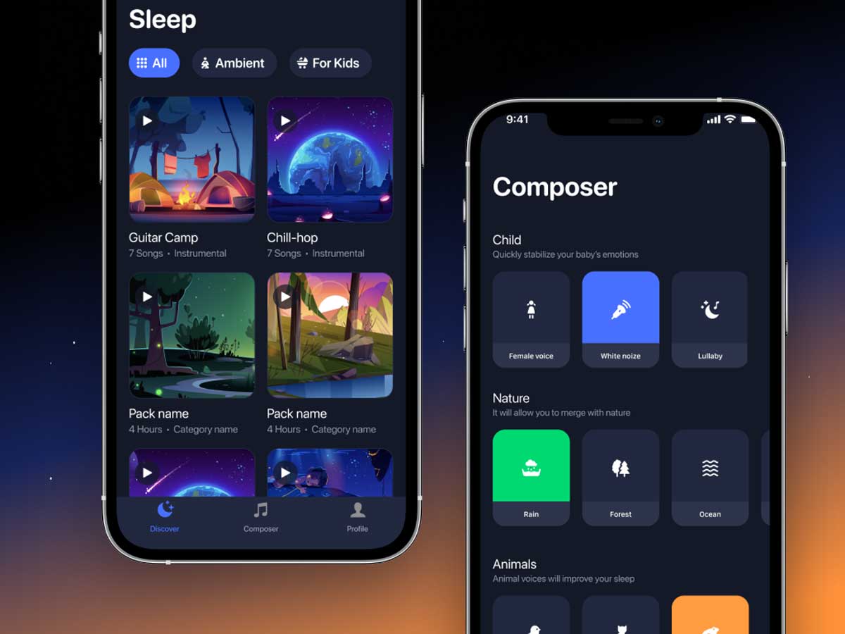 Sleep Sounds 冥想app ui设计 .fig素材