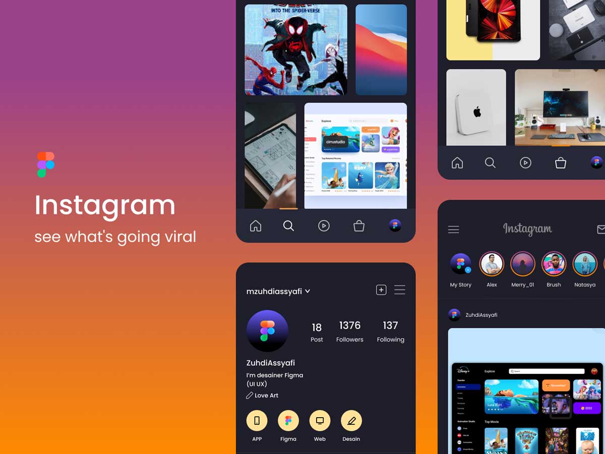 Instragram 社交app ui设计 .fig素材