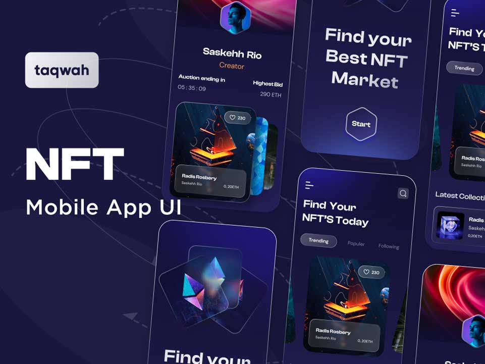 暗夜风格NFT app ui设计 .fig素材下载