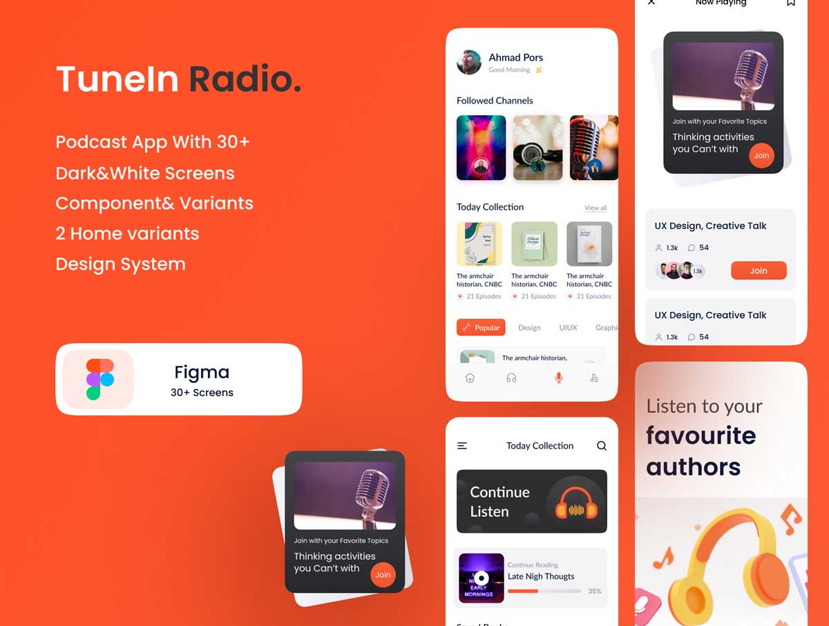 Live Podcast直播app ui设计 .fig素材
