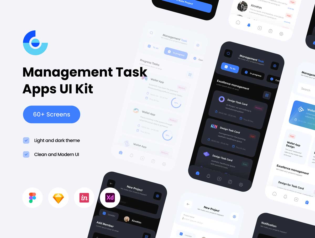 Management Task任务管理app ui设计 .fig .xd .sketch .studio素材