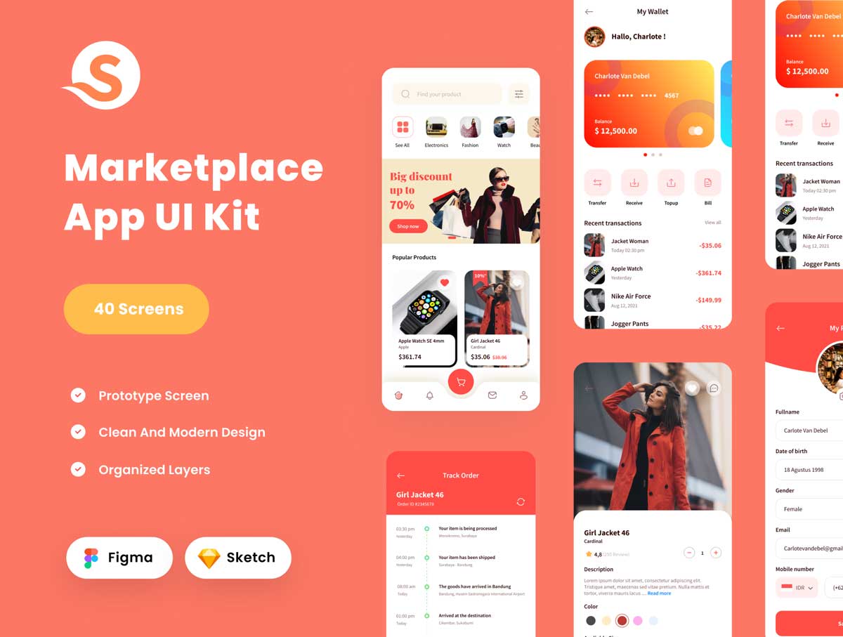 Marketplace电商app ui设计 .fig .sketch素材