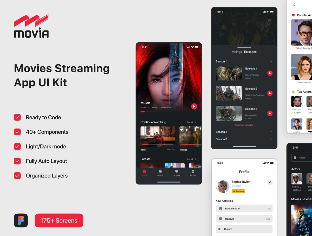 Movia – 电影app ui设计 .fig素材