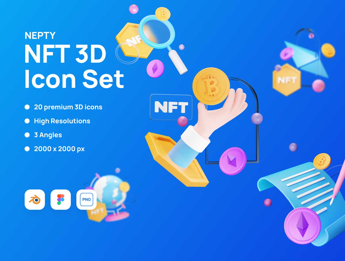 Nepty – NFT 3D 插图设计素材 .fig .blend源文件
