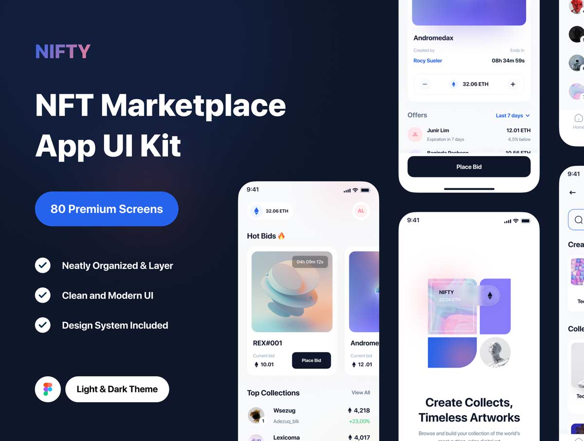Nifty – NFT市场app ui设计 .fig素材下载