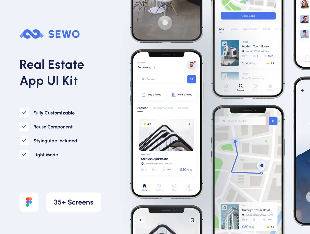 Sewo – 房地产app ui设计 .fig素材下载