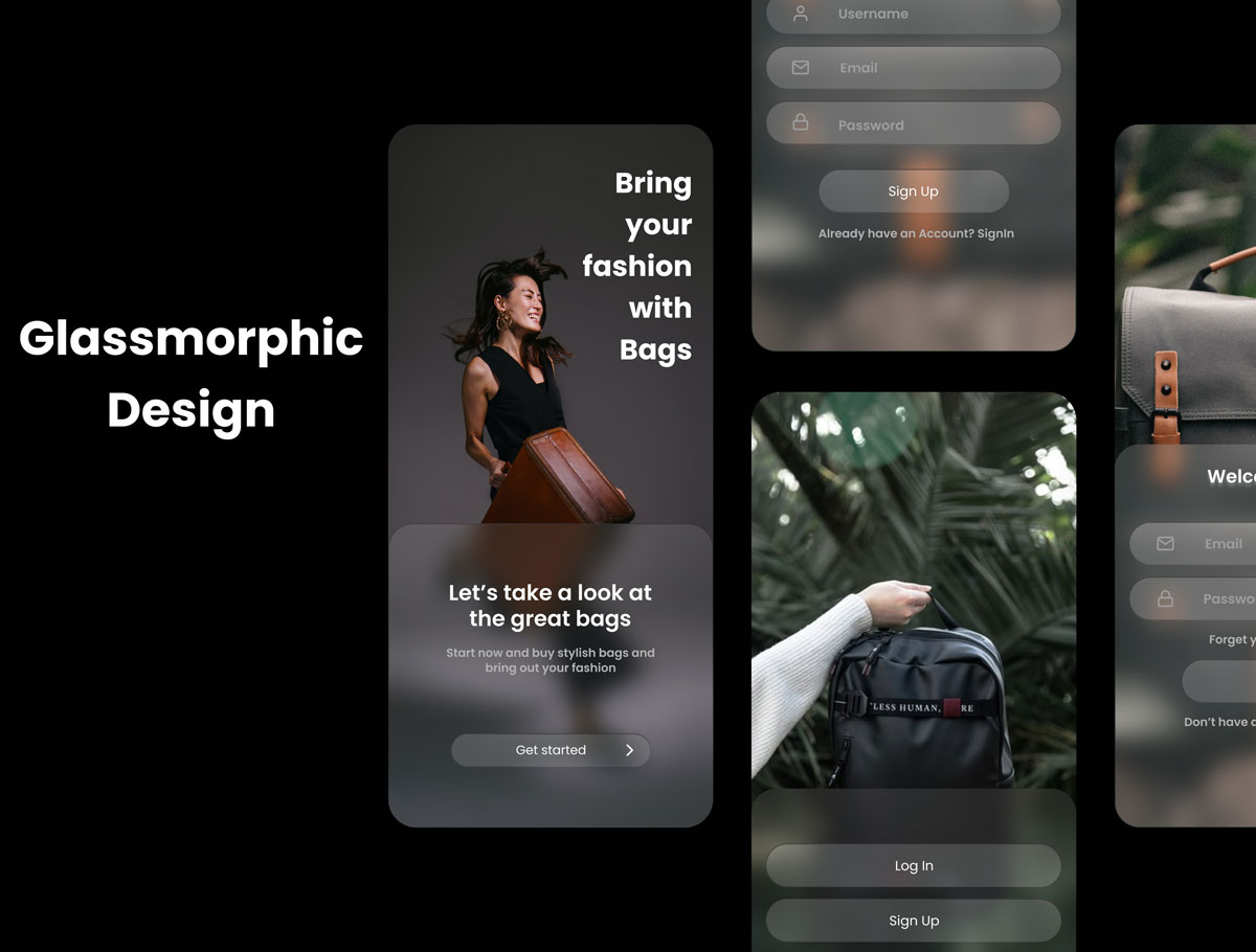 Glassmorphism电商app ui设计 .fig素材下载