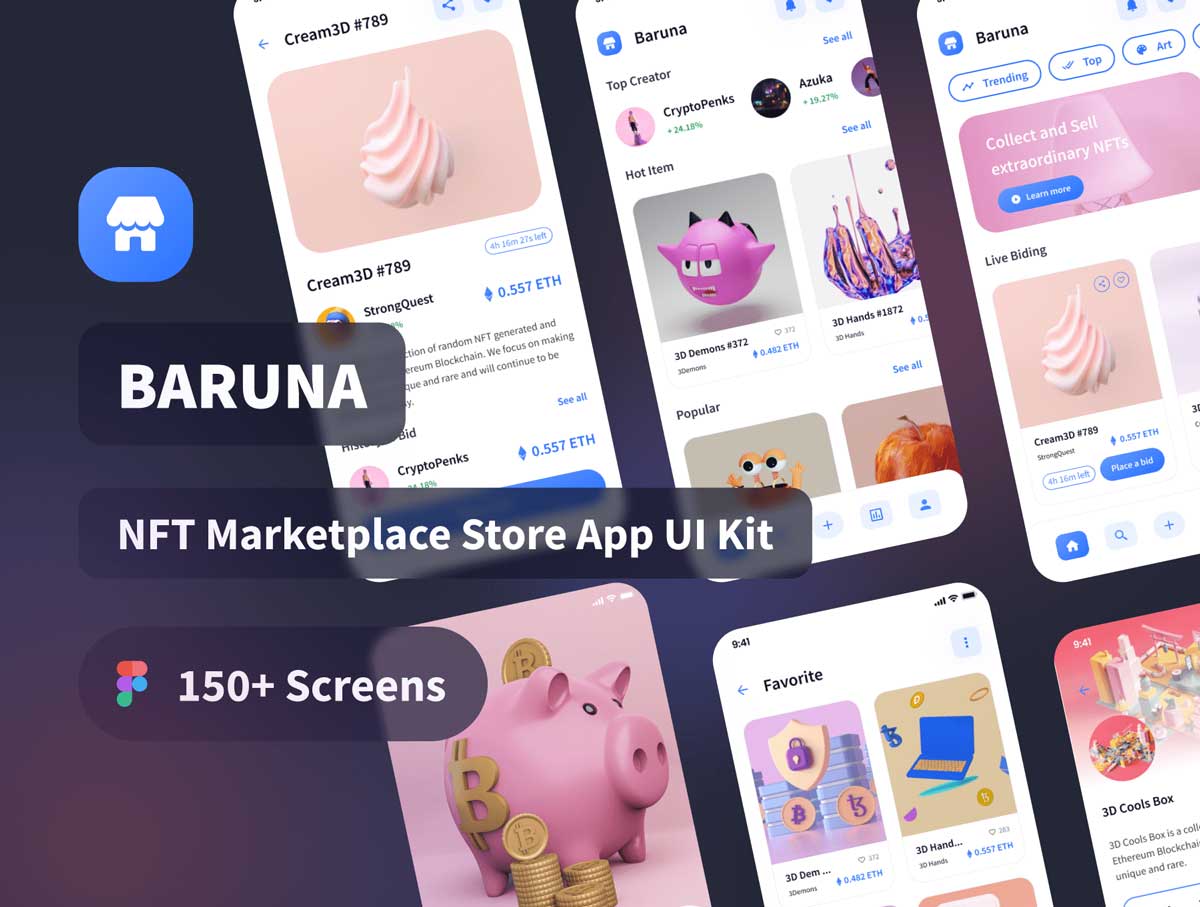 Baruna – NFT市场商店app ui设计 .fig素材下载