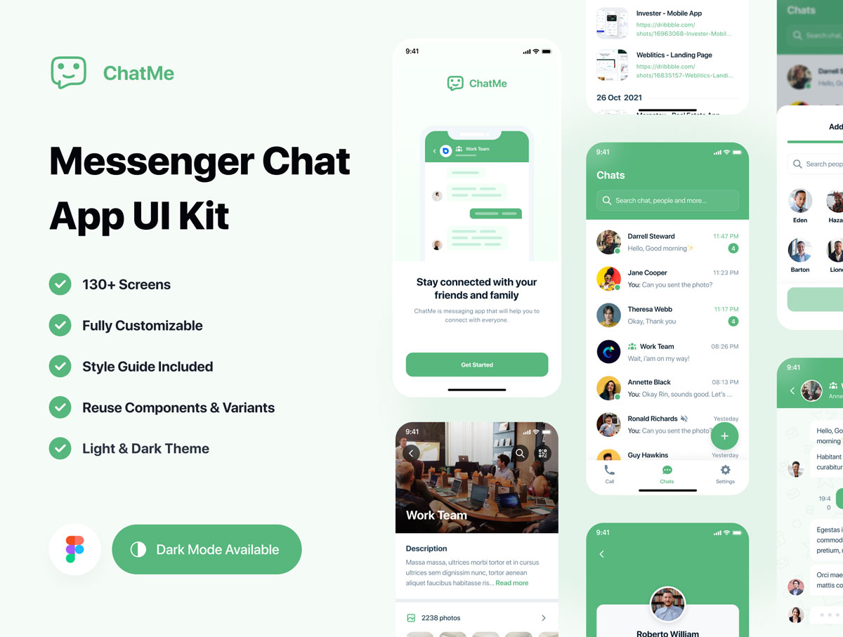 Chatme – Messenger社交聊天app ui设计 .fig素材
