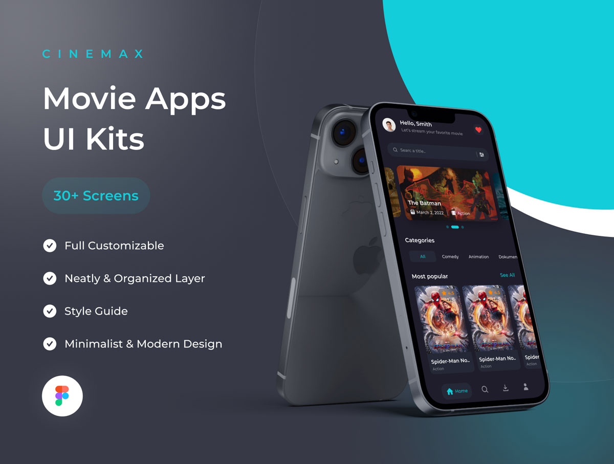 Cinemax-电影流媒体app ui设计 .fig素材下载
