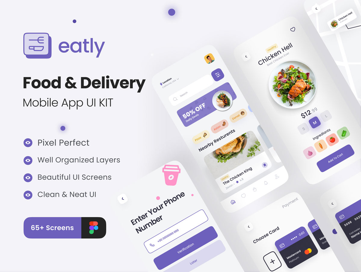 Eatly – 美食外卖app ui设计 .fig素材下载