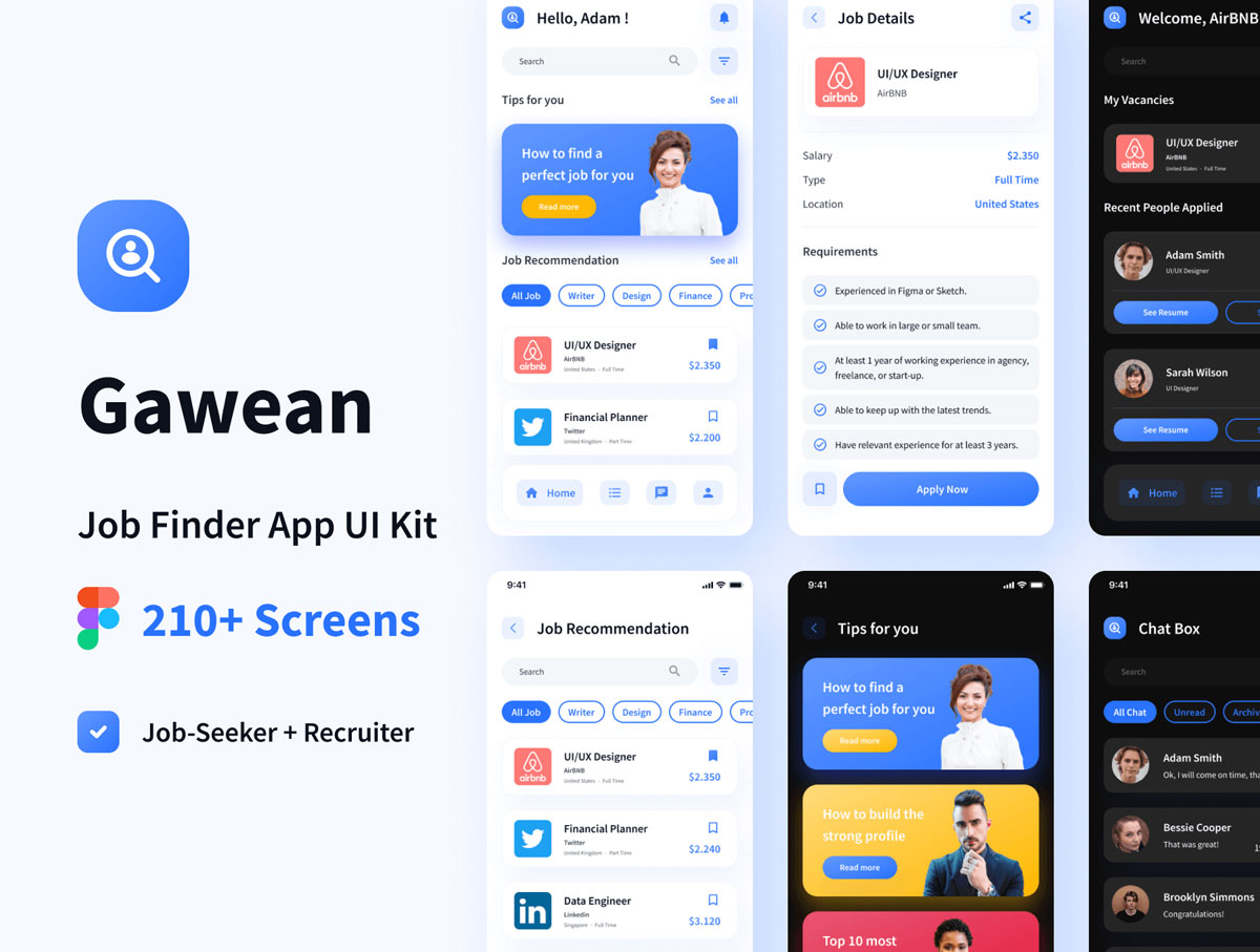Gawean 人才招聘app ui设计 .fig素材