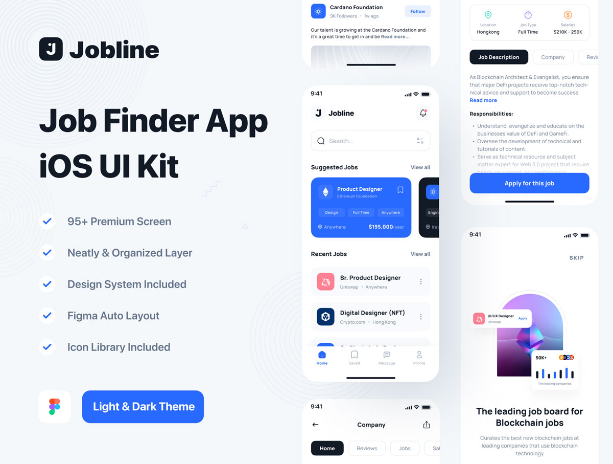Jobline – Job Finder招聘app ui设计 .fig素材下载