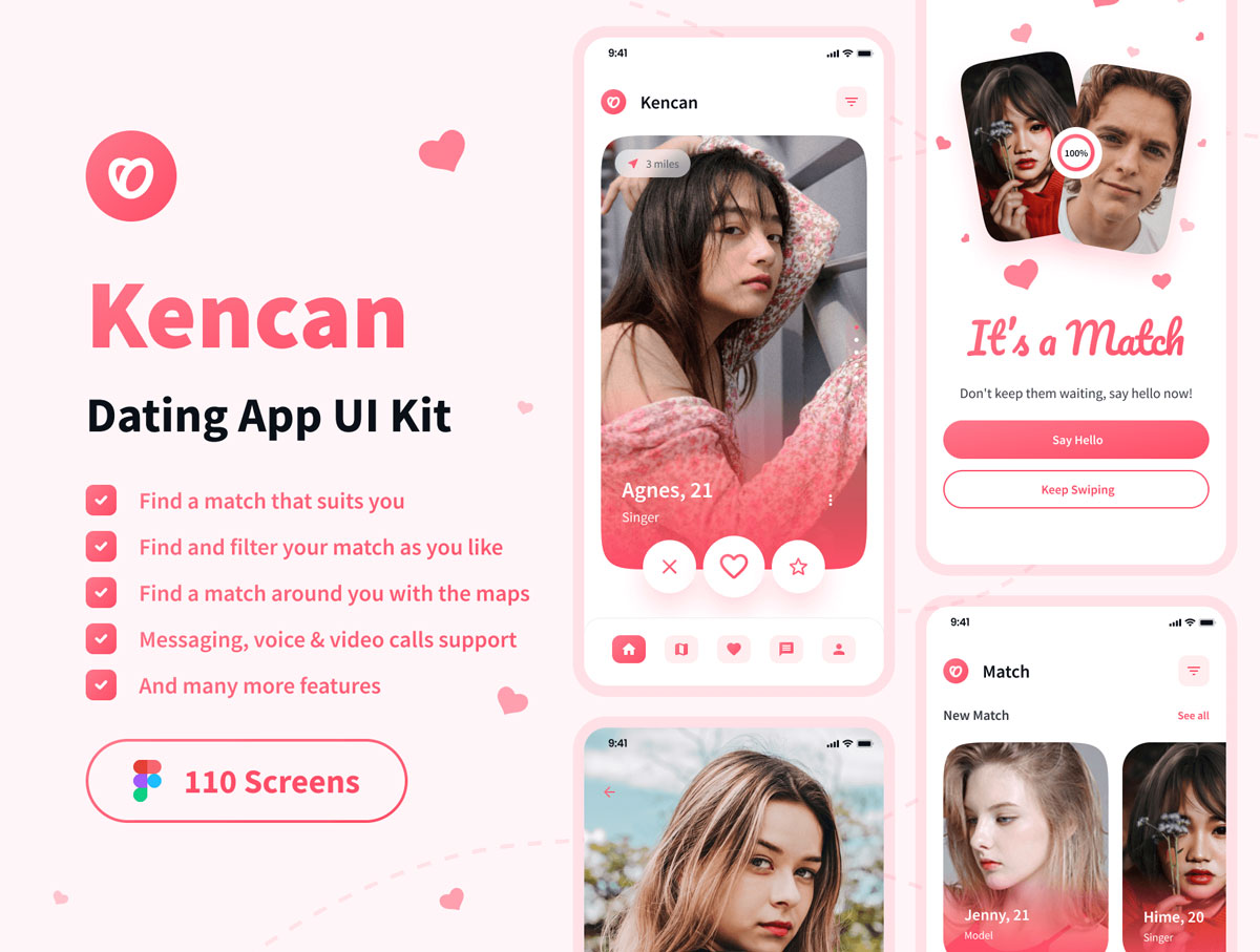 Kencan – 约会app ui设计 .fig素材下载