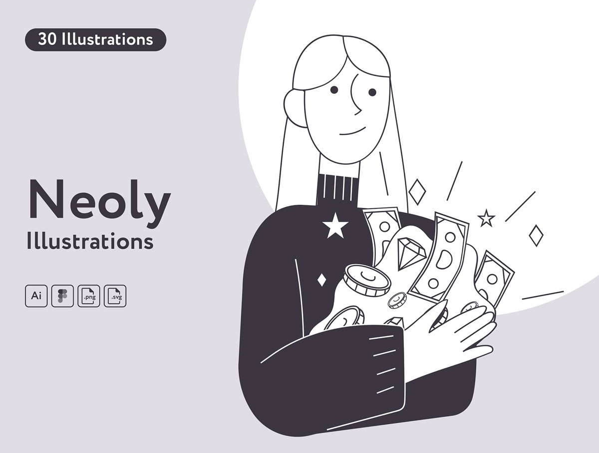 30个Neoly金融插画设计 .fig .svg .ai素材下载