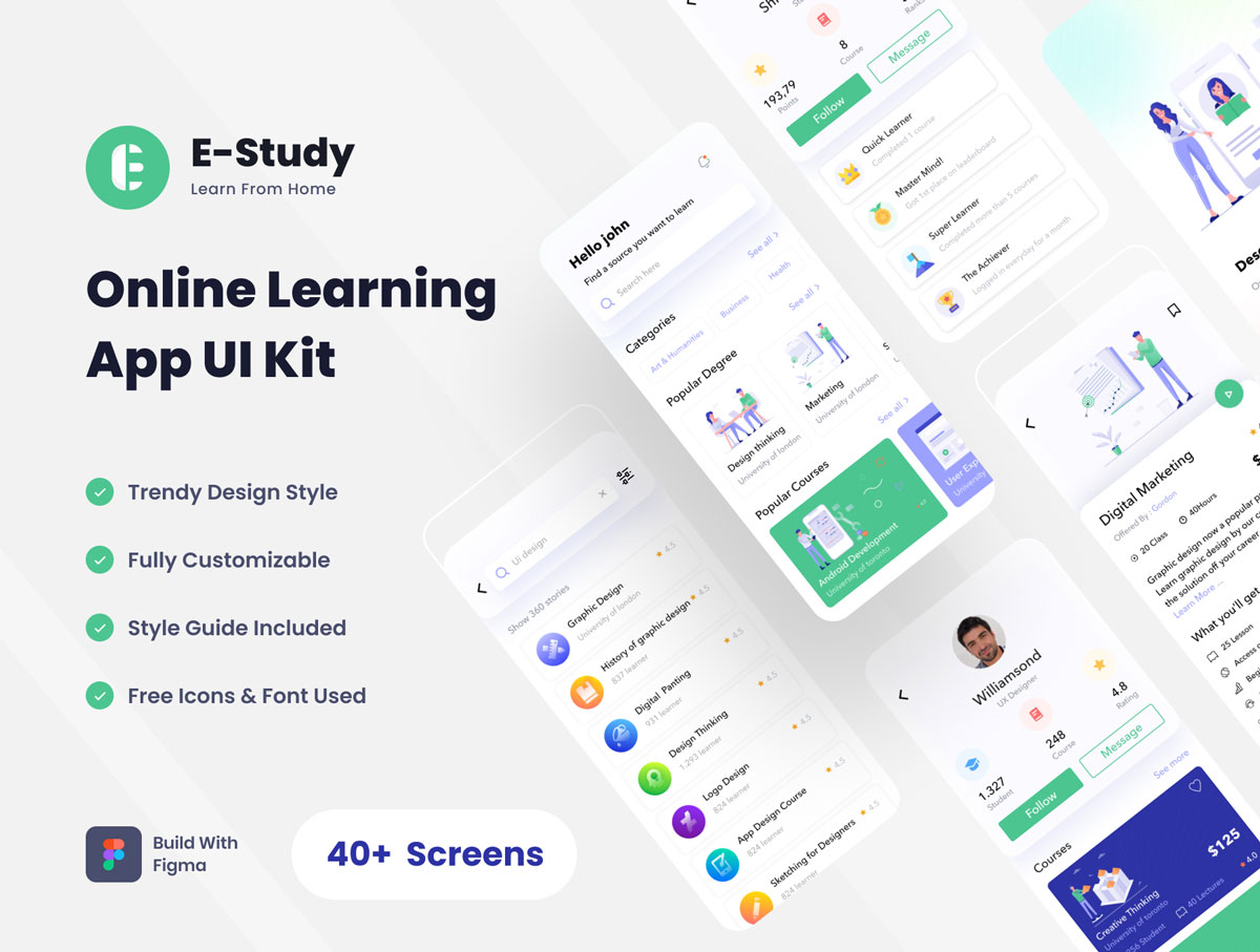 E-Study 在线学习app ui设计 .fig素材