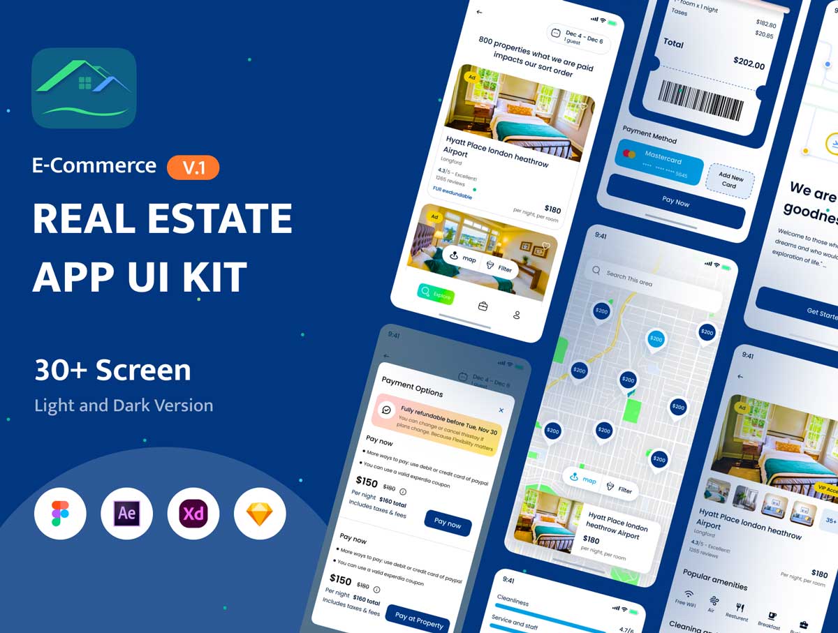 Real Estate房地产app ui设计 .fig .xd素材