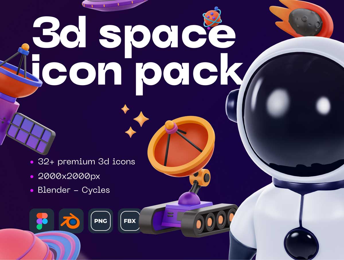 Space 3D空间图标插画设计素材 .fig .fbx .blend源文件