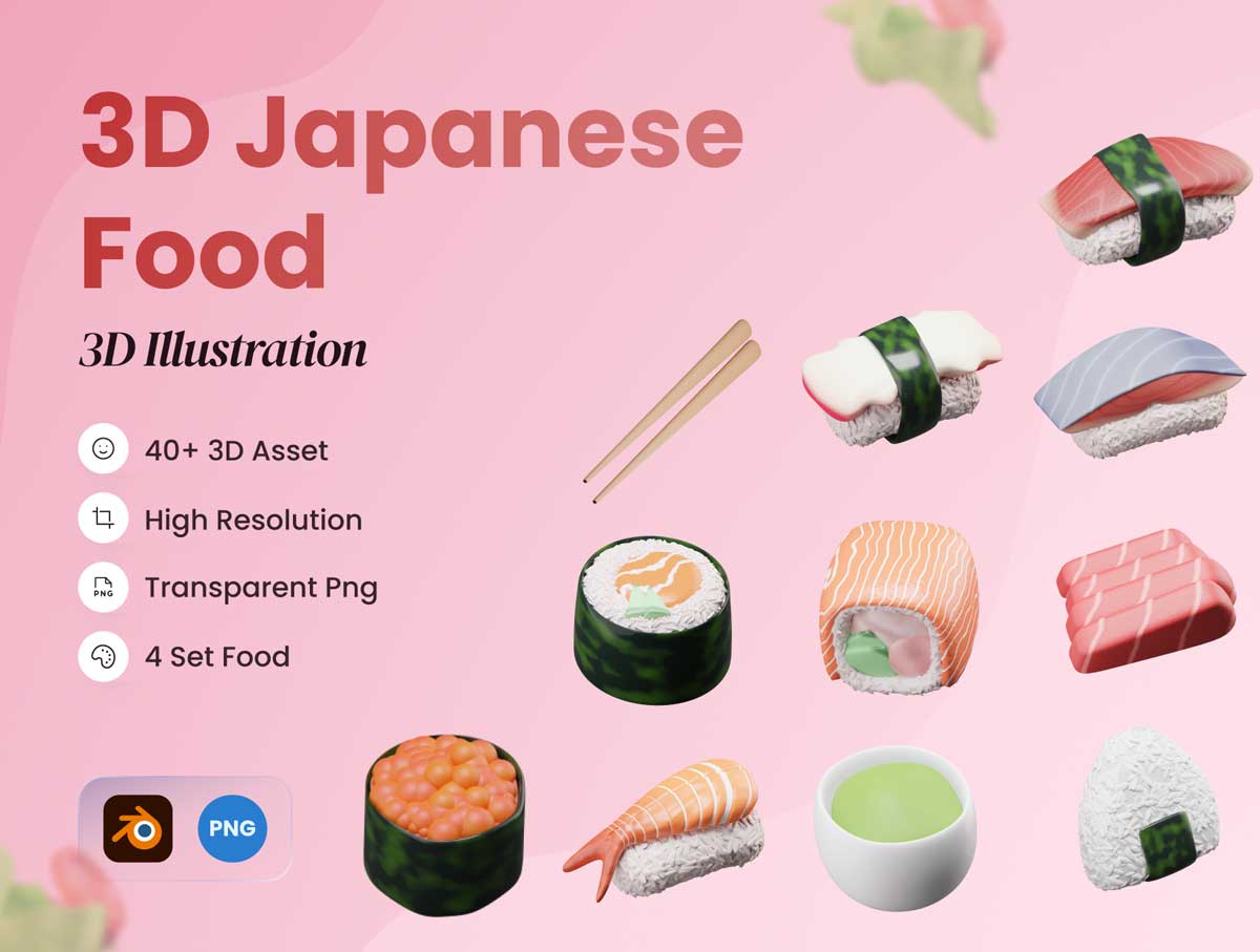 3D食品图标插画设计素材 .blend源文件下载