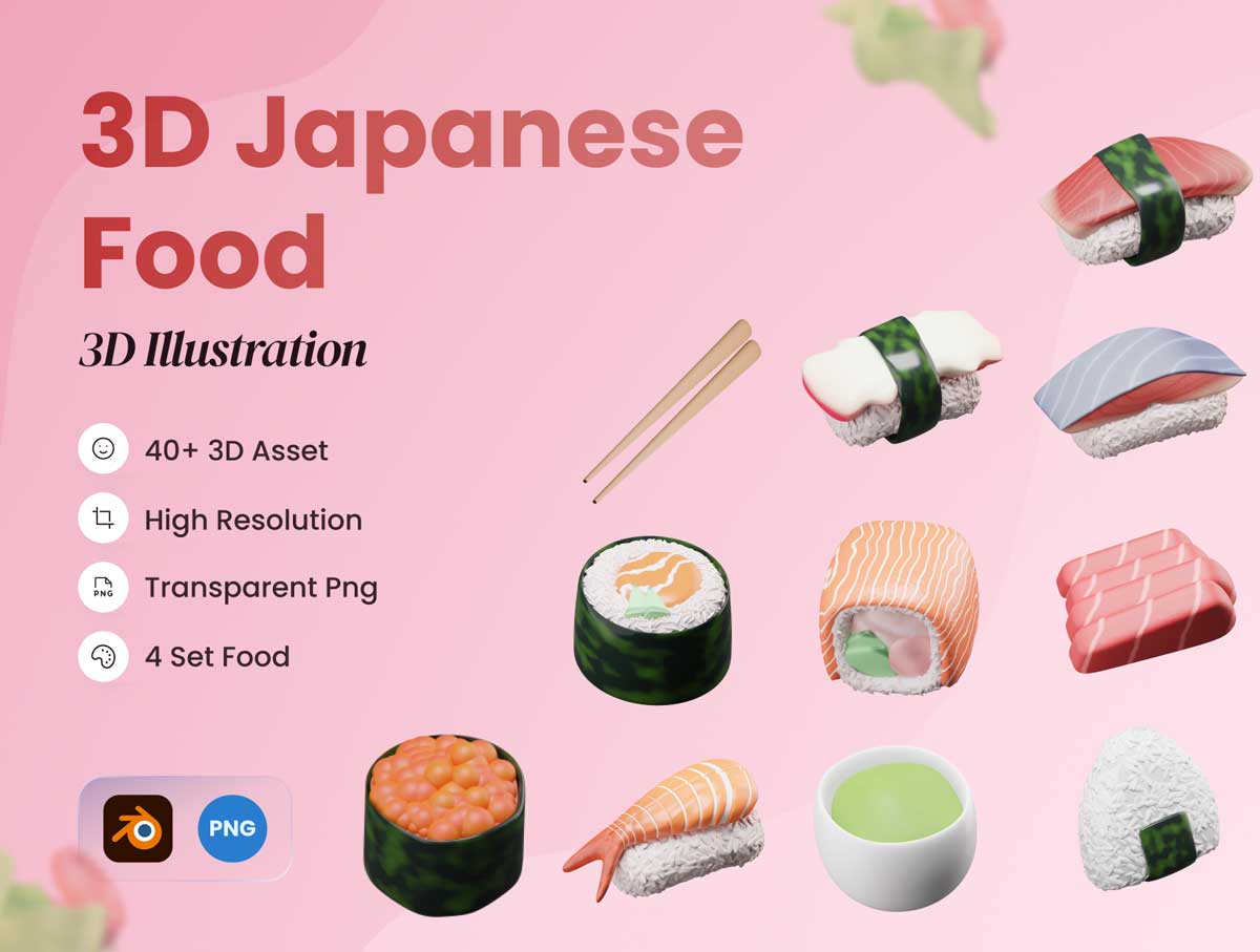 3D食品图标插画设计素材 .blend源文件